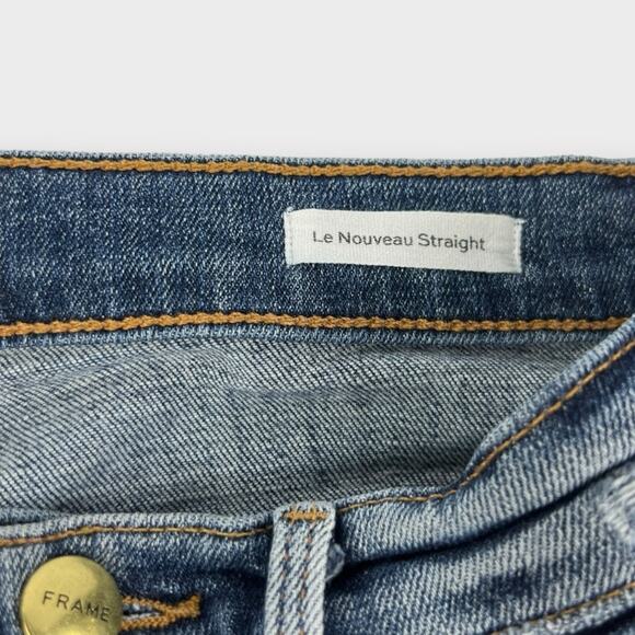 Frame Le Nouveau Straight Front Split Raw Hem Ankle Jeans in Sheffield Size 24 - Picture 6 of 11